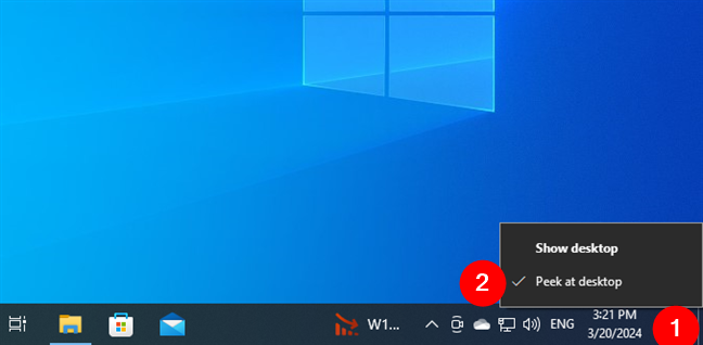 Check the Peek at desktop option to activate it