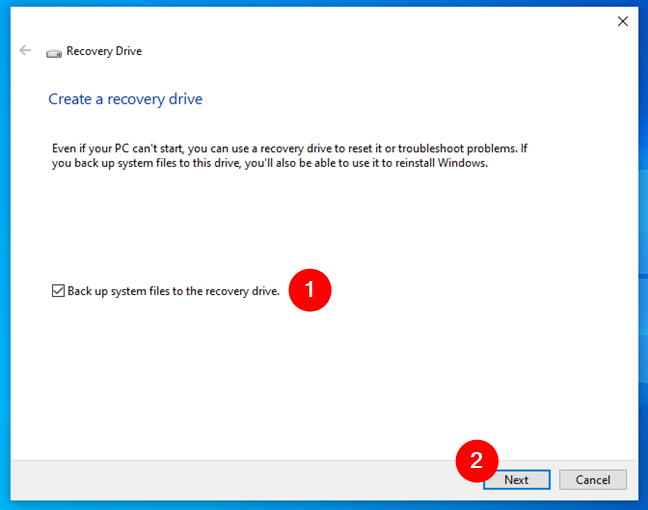 Create a Windows recovery USB drive