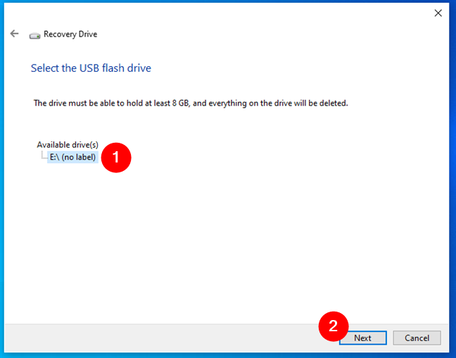 Select the USB drive you want to use