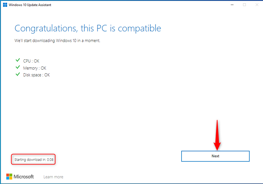 Windows 10 Update Assistant checks if your PC is compatible with Windows 10 22H2