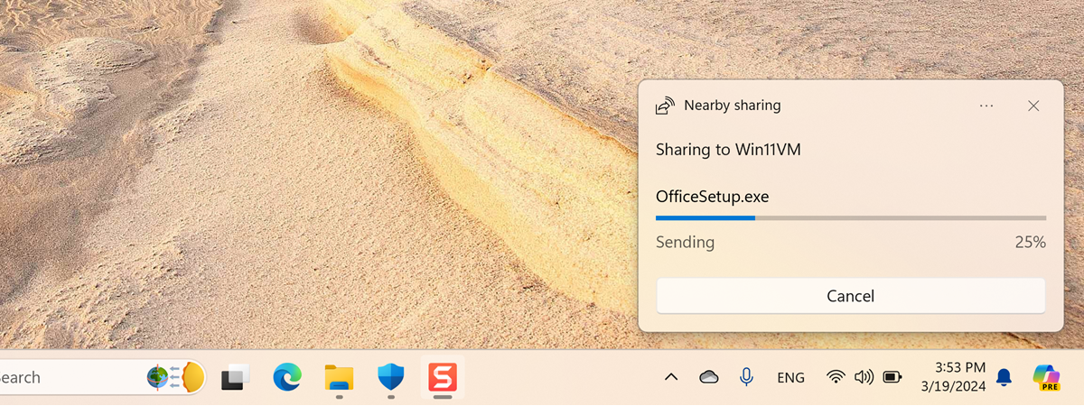 Nearby sharing in Windows