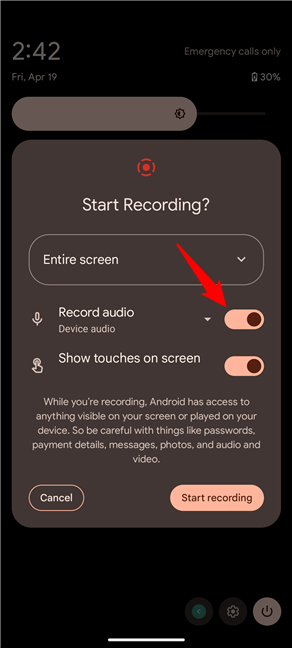 Enable Record audio