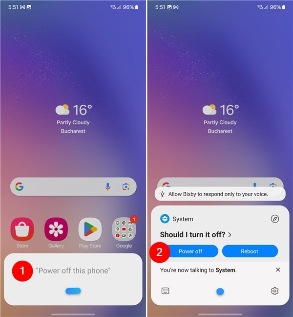 Use Bixby to power down a Samsung Galaxy phone