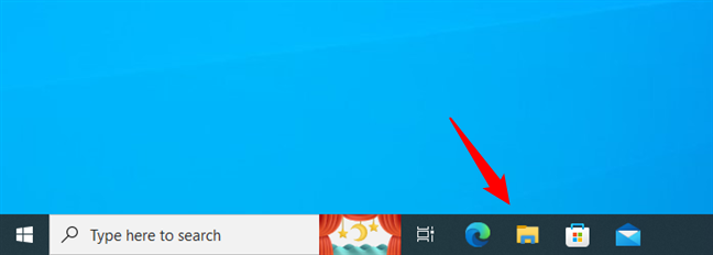 Use the File Explorer shortcut on Windows 10's taskbar