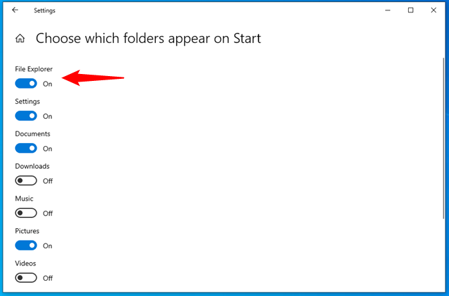 Enable the File Explorer switch