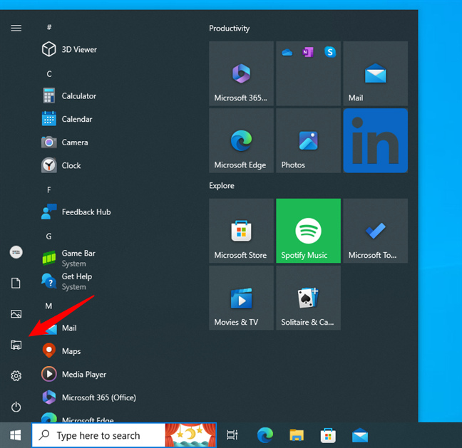 How to open File Explorer in Windows 10 using its Start Menu button