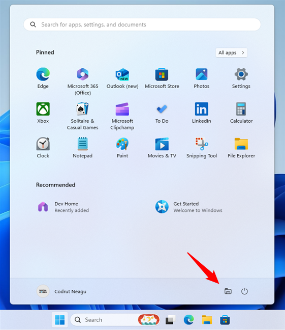 How to open File Explorer in Windows 11 using its button from the Start Menu