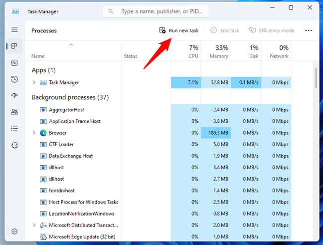 Run new task in Windows 11's Task Manager