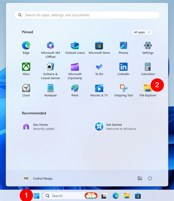 How to open File Explorer in Windows 11 from the Start Menu Pinned list