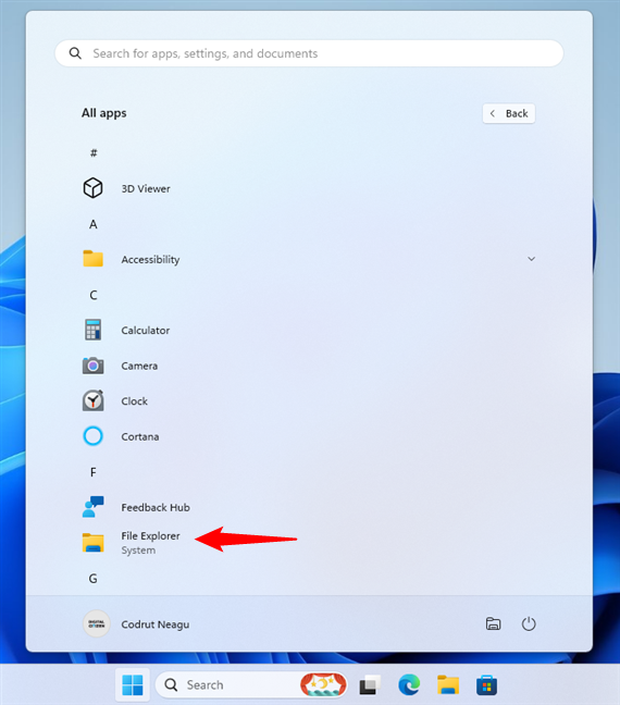 How to open File Explorer using its Start Menu shortcut in Windows 11