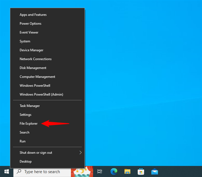 Open File Explorer using its WinX shortcut in Windows 10