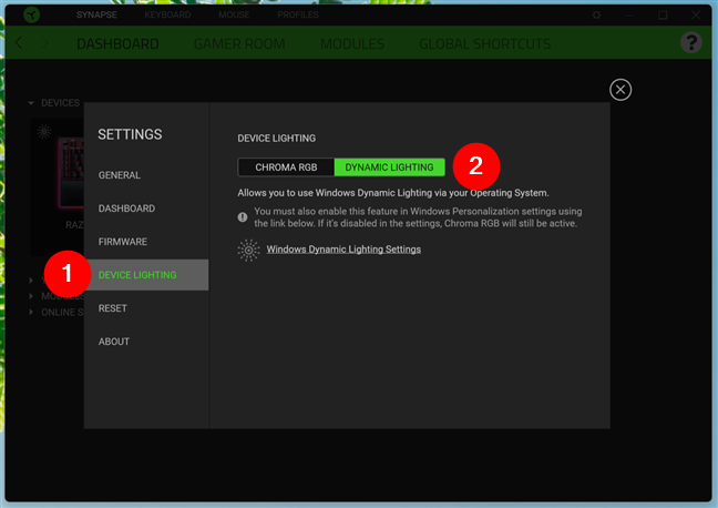 Enable Dynamic Lighting in Razer Synapse