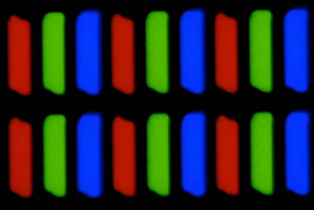 RGB light sources of the pixels on a screen