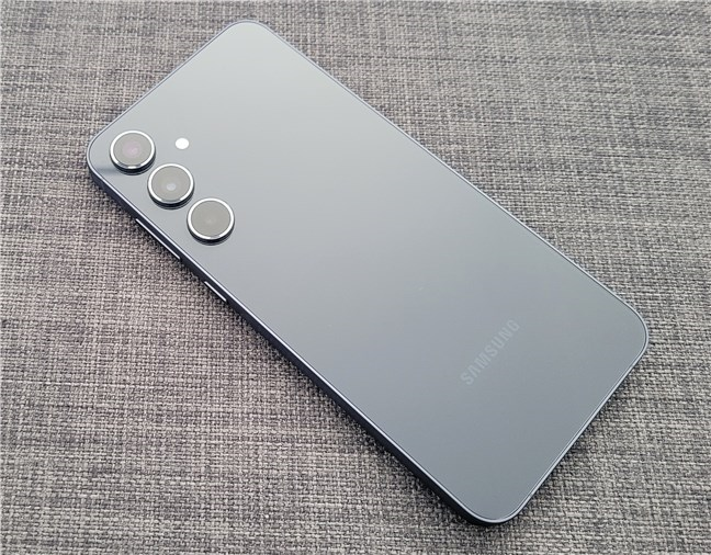 The back of the Samsung Galaxy A55 5G is covered by glass