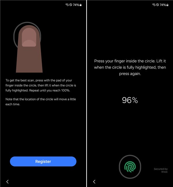 The Samsung Galaxy A55 5G has a fingerprint sensor under the display