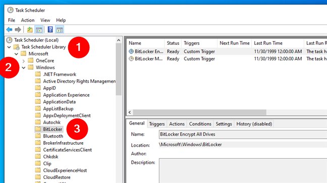 Open folders in Task Scheduler
