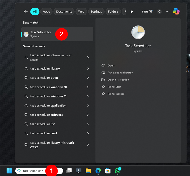 Search for task scheduler in Windows 11