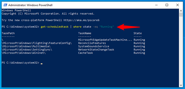 How to get running scheduled tasks in PowerShell