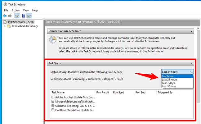 Task Status in Task Scheduler