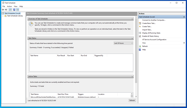The Task Scheduler in Windows
