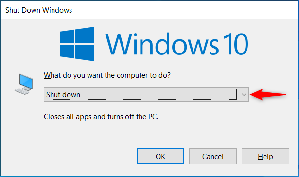 The Shut Down Windows prompt