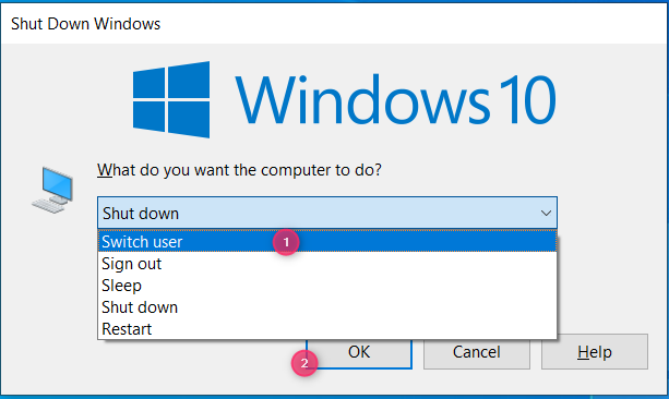 Choose Switch user and press OK