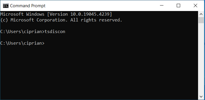 Run tsdiscon in CMD, PowerShell, or Terminal