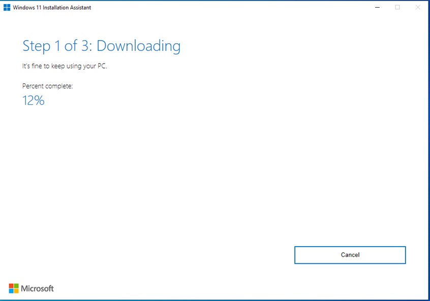 Windows 11 Installation Assistant is downloading the Windows 11 setup files
