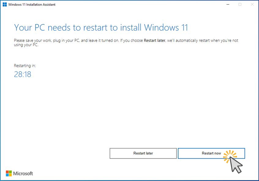 Choose Restart now