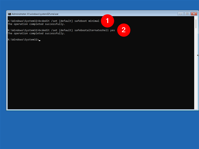 Using CMD to start Safe Mode with Command Prompt