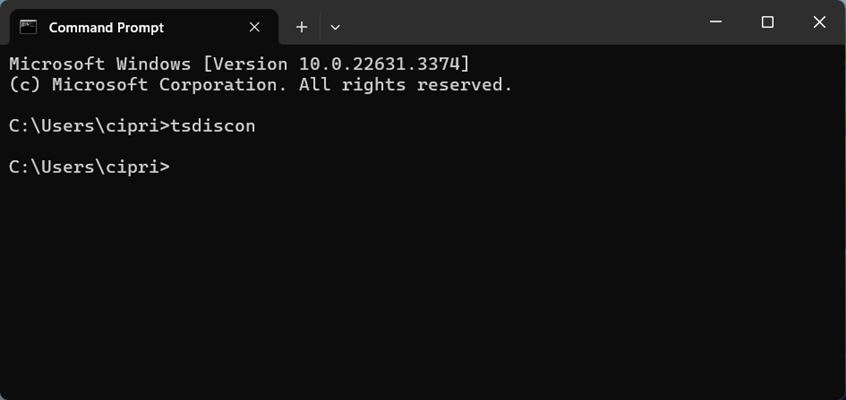 Run tsdiscon in CMD to switch the user