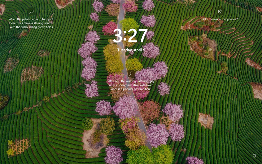 The Lock Screen displays beautiful wallpapers