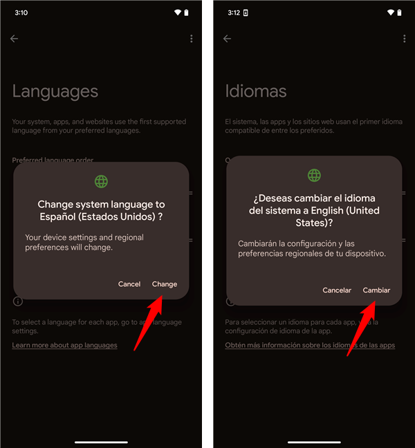 Change the language of an Android phone