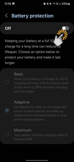 Turn on Battery protection on your Samsung Galaxy