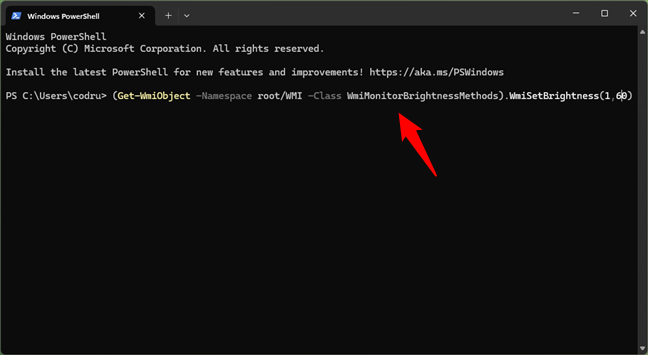 How to set the brightness from PowerShell