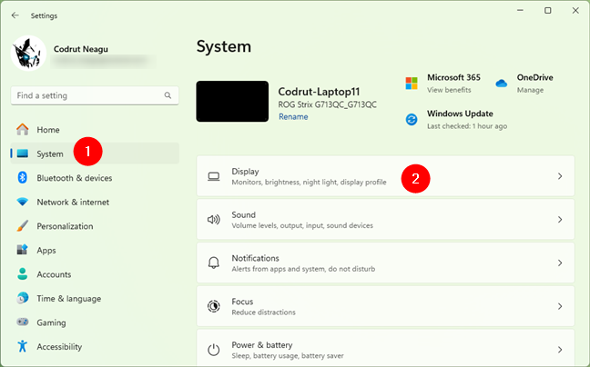 Open Settings and go to System > Display