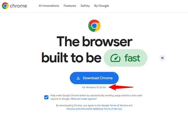 Google Chrome for 32-bit Windows 10