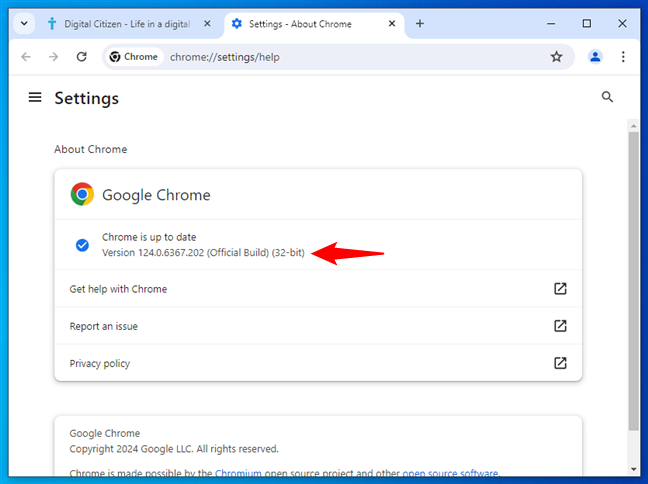 How to know if Chrome is 32 or 64-bit