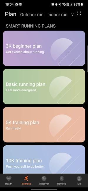 HUAWEI Health has personalized training plans