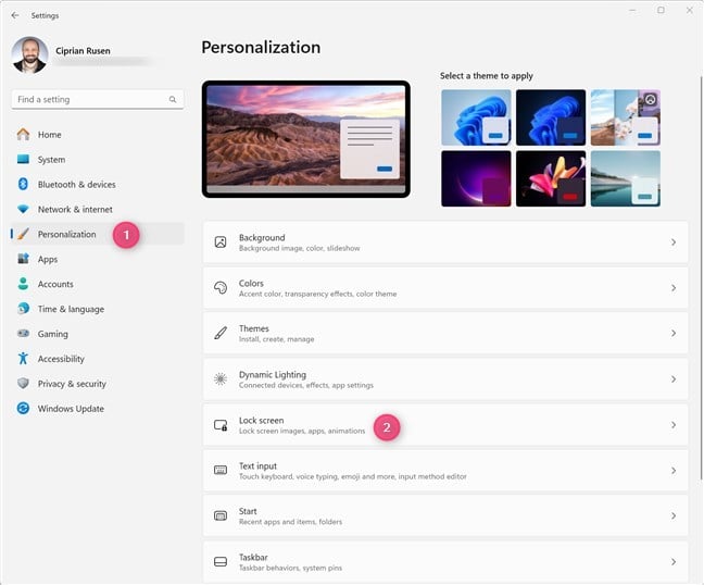 In Windows 11 Settings, go to Personalization > Lock screen
