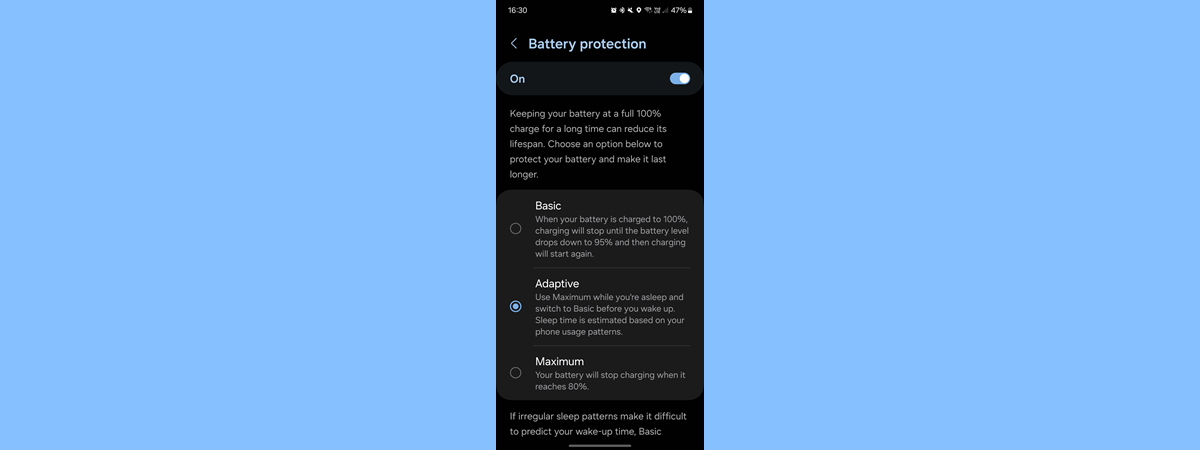 How to turn on or turn off Battery protection on Samsung Galaxy