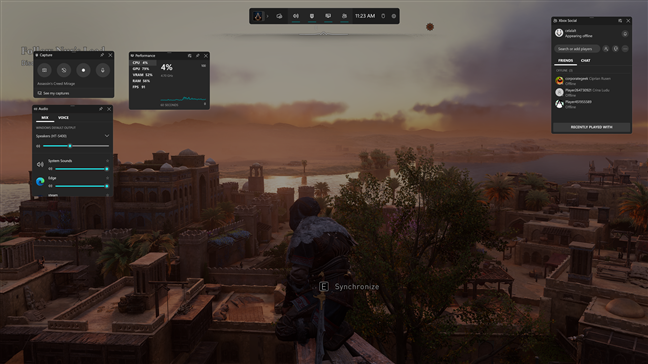 The Game bar in Windows 11