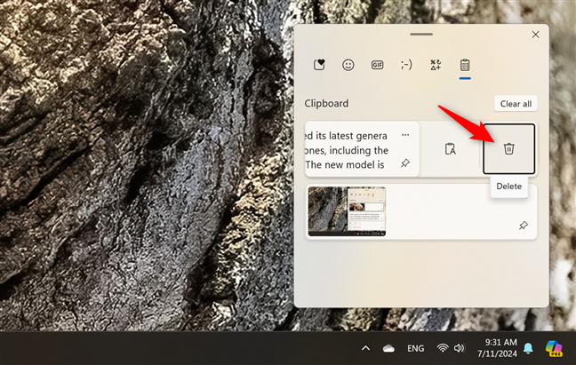 How to delete a clipboard item