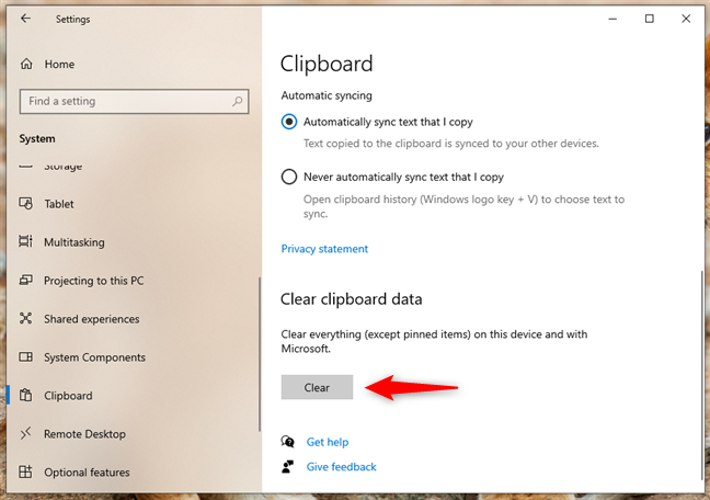 Clear clipboard data