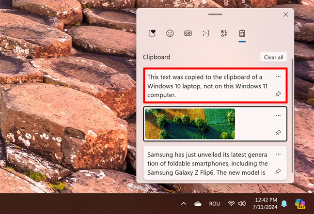 Windows 11's clipboard can sync items across devices