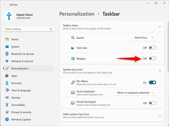 How to turn off Widgets in Windows 11