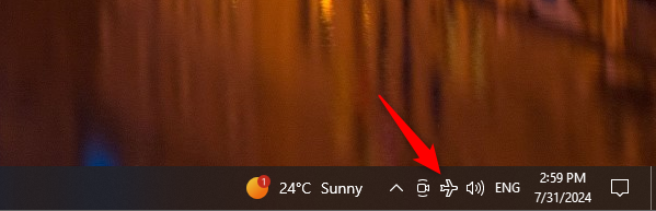 The Airplane mode icon from Windows 10