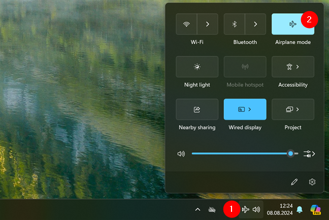 Turning off the Airplane mode in Windows 11