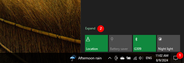 Expand the quick actions from Windows 10's Action Center