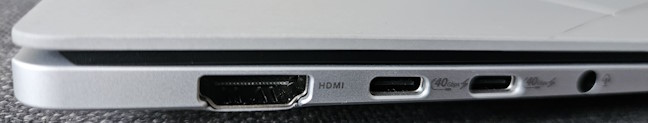 The ports on the left side of the laptop